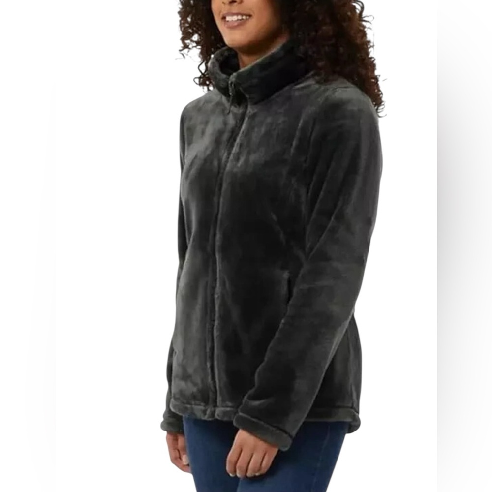 32 Degrees WOMEN'S LUXE FUR FULL ZIP Jacket Sweater in Dark Gray-Size Small- NWT